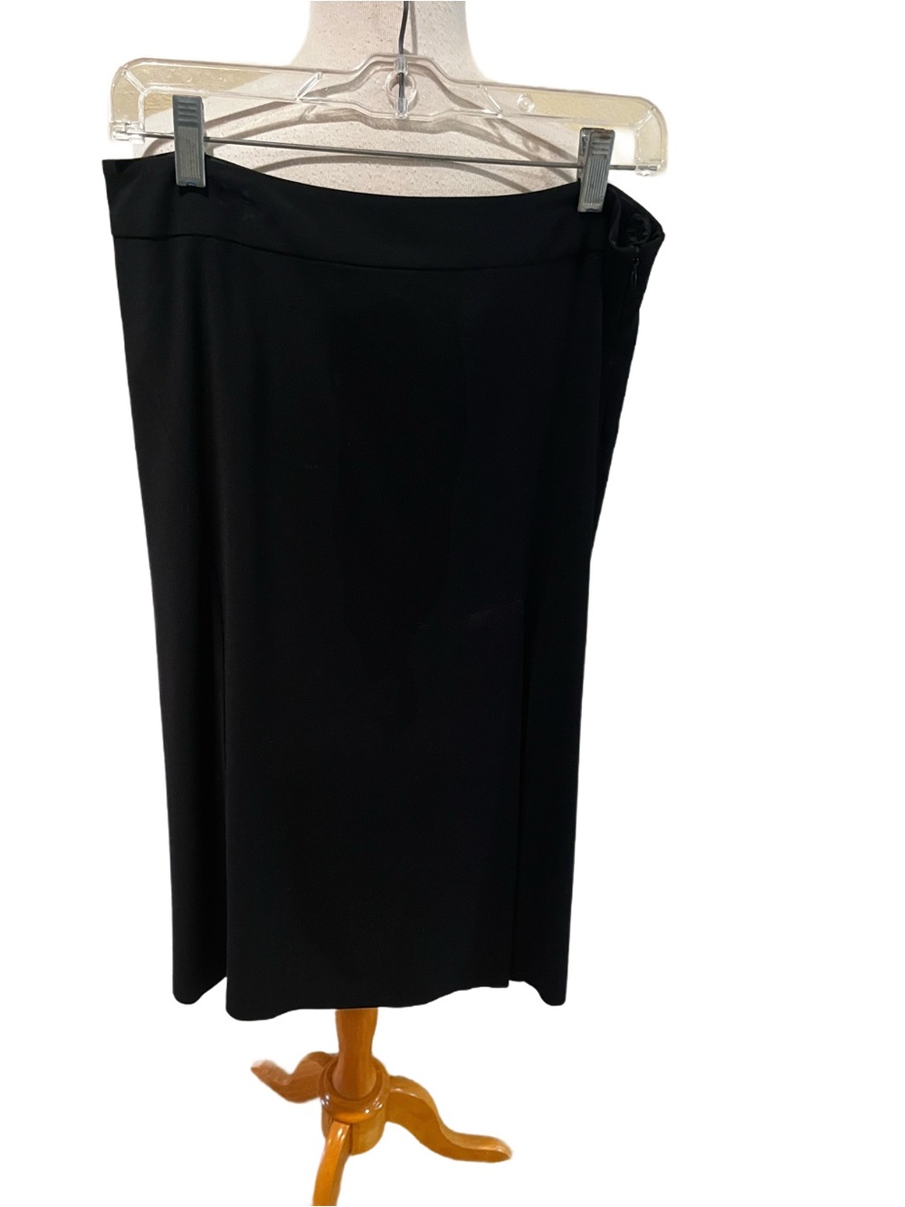 NEW EILEEN FISHER BLACK WOOL STRETCH JERSEY KNIT FULL SWINGY BOOT LEGTH SKIRT PS